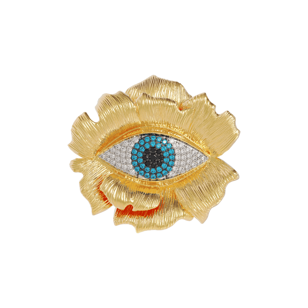 Gold brooch with evil eye design