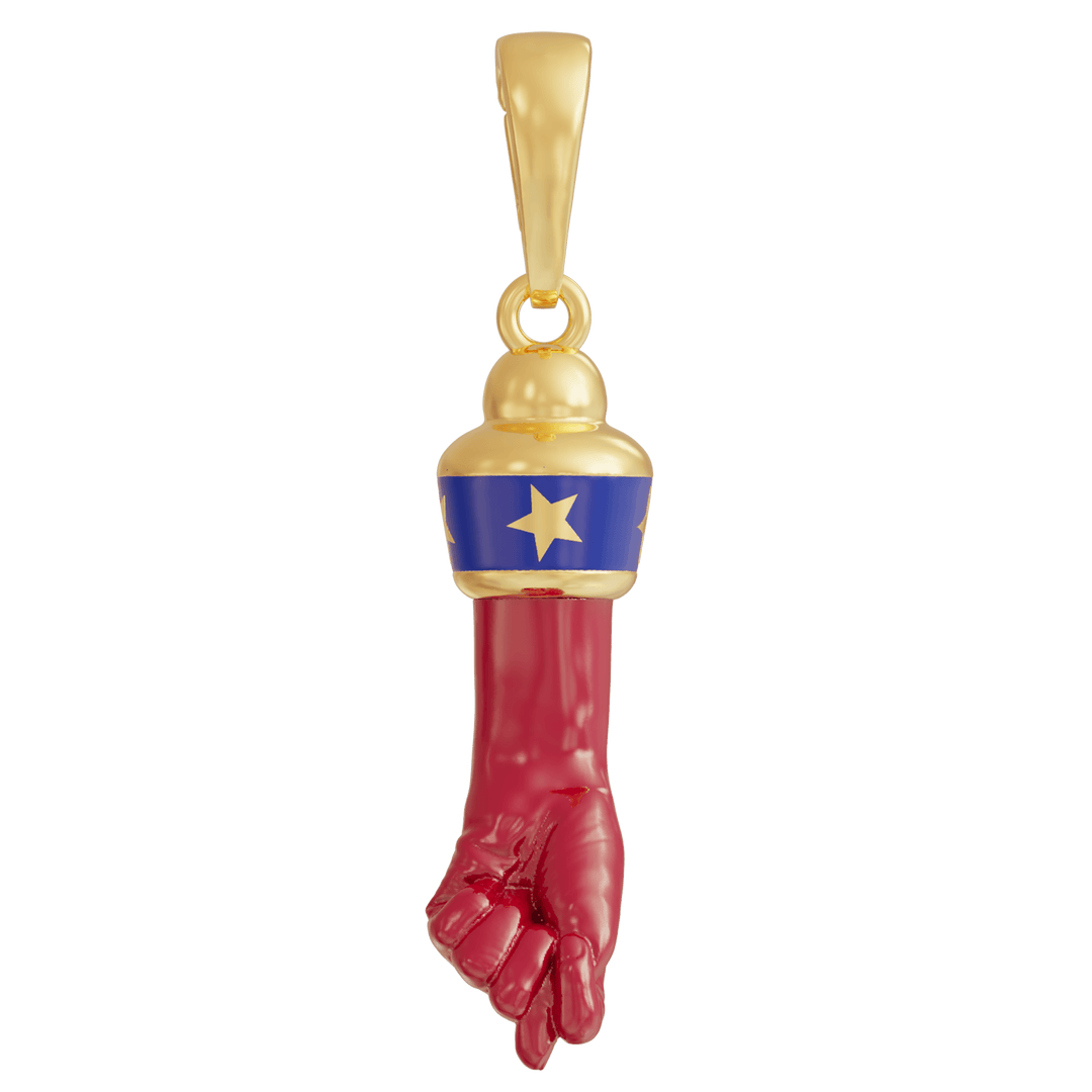 Pendant in the shape of a red hand  with figa figure