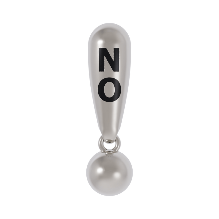 Silver charm Exclamation earring with 'NO' 