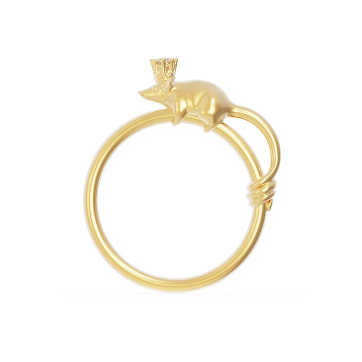 Gold ring with a mouse design