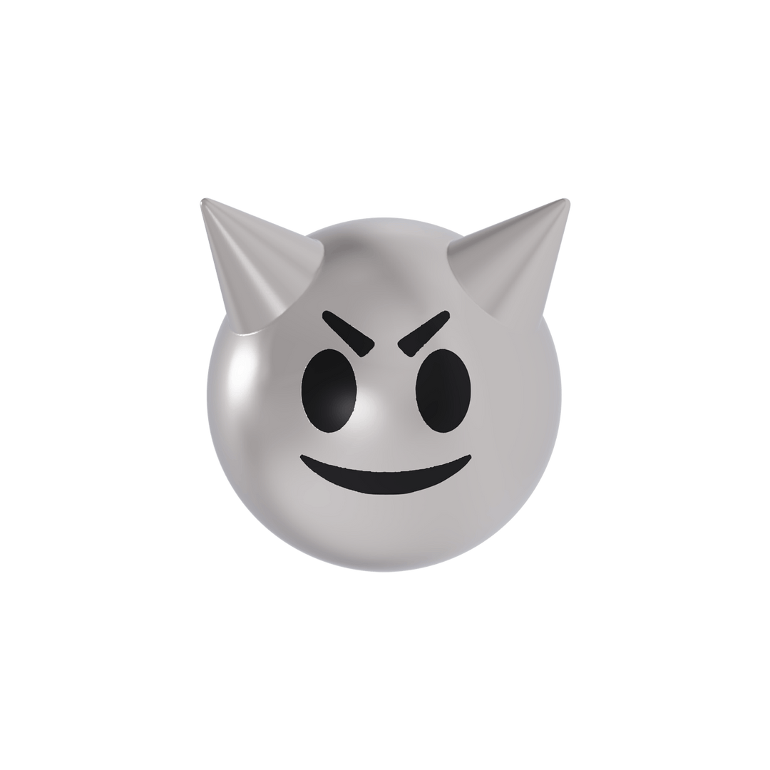 Evil emoji silver ball earring