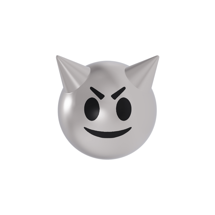 Evil emoji silver ball earring