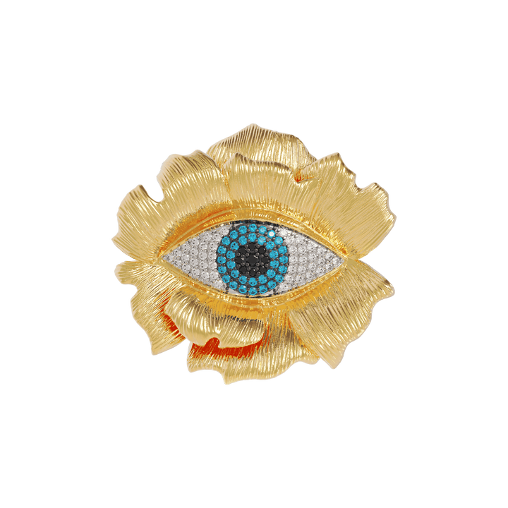 Evil Eye Flower Brooch