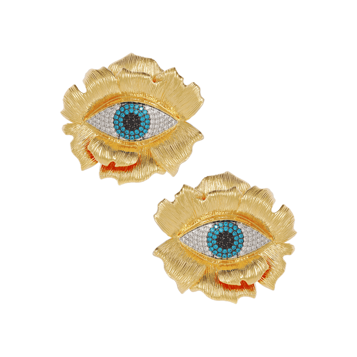 Evil Eye Flower Earrings
