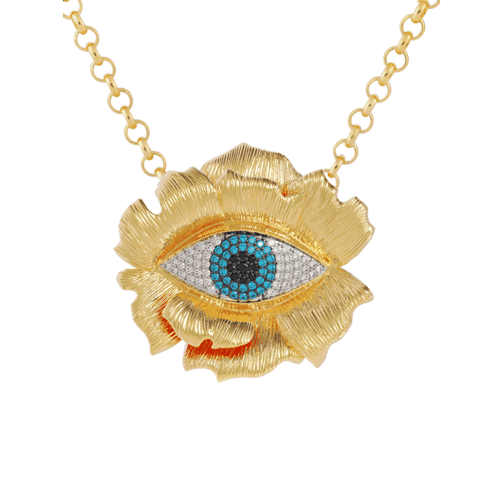 Evil Eye Flower Necklace