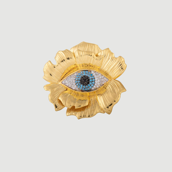 Evil Eye Flower Brooch