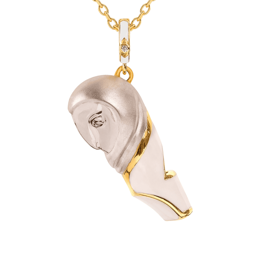 Owl head shaped whitle pendant necklace