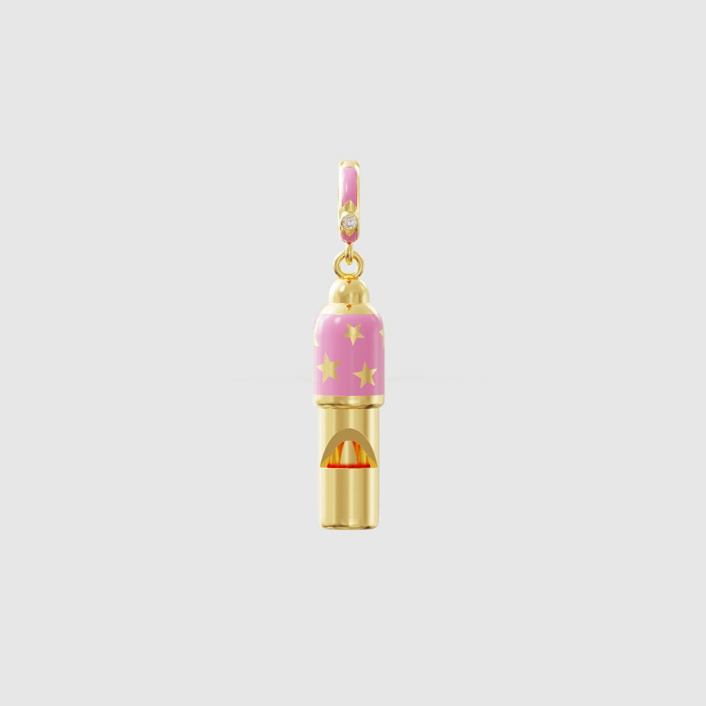 Products Small Gold Whistle Necklace | Pink Enamel
