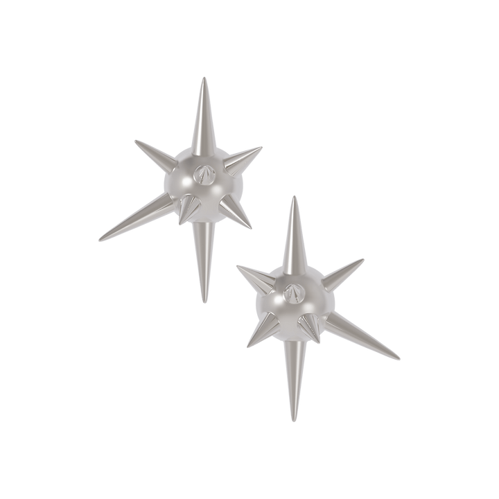 Spiked ball shaped silver earrings
