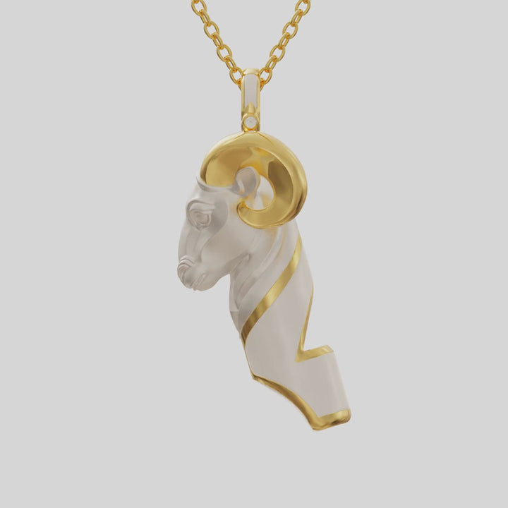 aries whistle necklace - white enamel