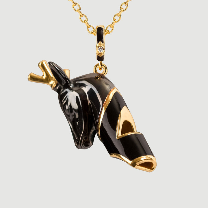 Deer Necklace | Whistle | Black Enamel - Side