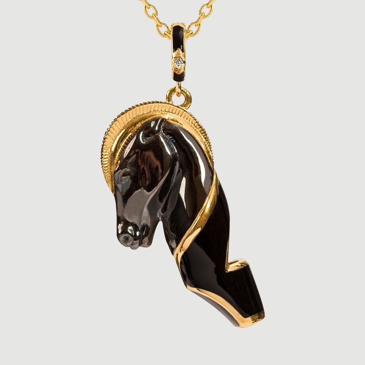 Horse Whistle | Necklace | Black Enamel